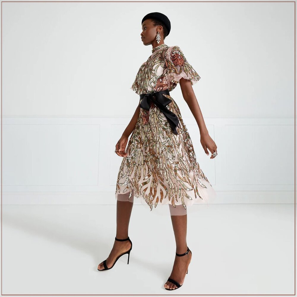 $4430 New Temperley London Suzani Midi Dress in Rosewater